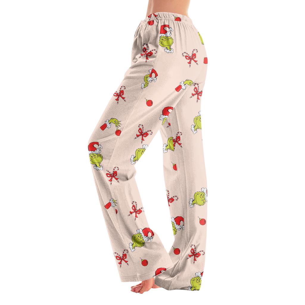 Pyjamasbukser Nattøy Fritidssnor Elastisk midje Bukser Komfortable Rette Yoga Løse Bukser