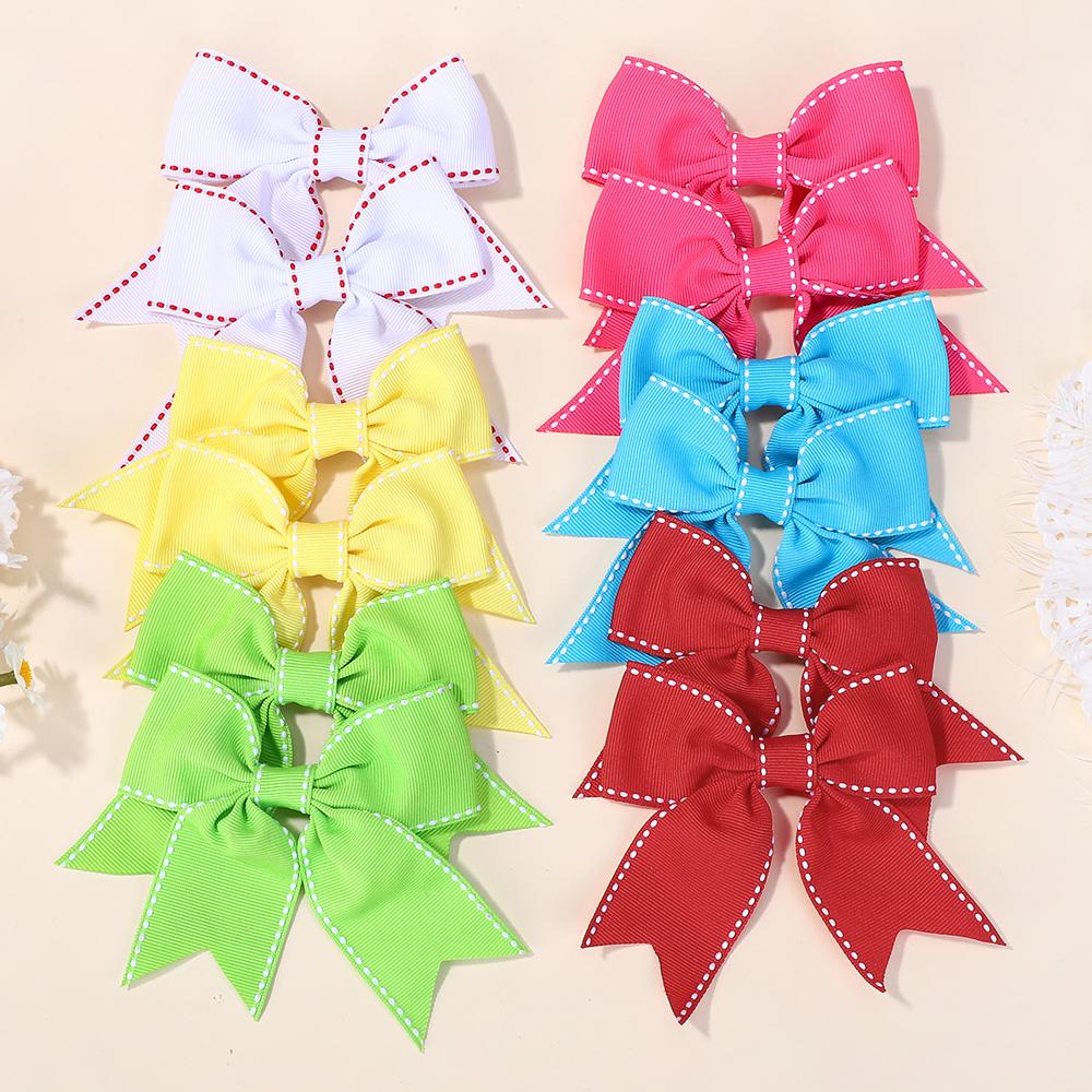 

20Pcs/set Solid Random Color Stitch Ribbon Bows Hair Clip for Kids Girls Boutique Handmade Hairpins Hair Accessories