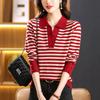Stylish Women's Lapel Knit Sweater - Spring/Autumn Short Pullover for Middle-aged