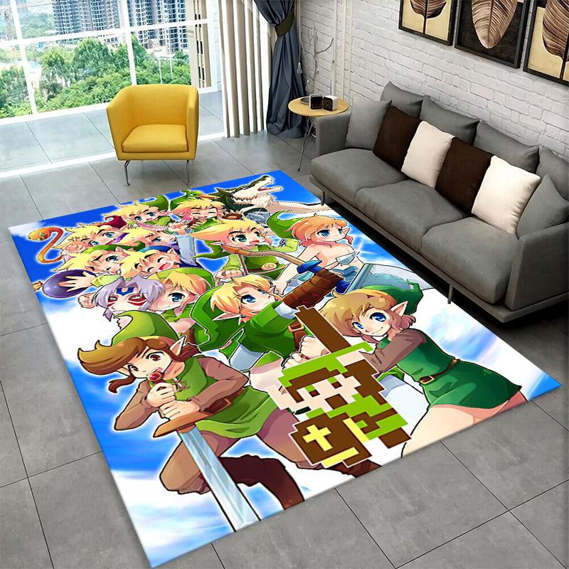 Classic Game Z-Zelda Cartoon Link Carpet Rug for Playroom Bedroom Living Room Sofa Home Decor,kid Area Rug Non-slip Floor Mat