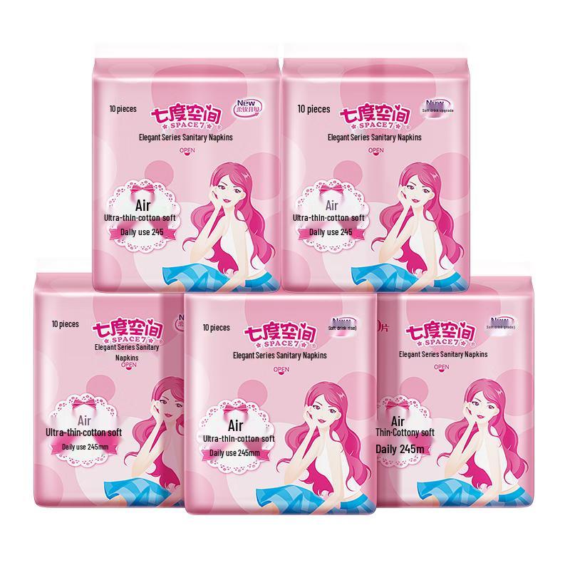 SPACE 7 Elegant Series Cotton Soft Ultra-Thin Daily Sanitary Napkins