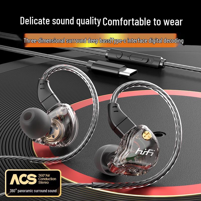 

Type-C Wired Headset with Heavy Bass for Apple, Honor, Samsung, Huawei & 3.5mm Devices Blue [Type-C]
