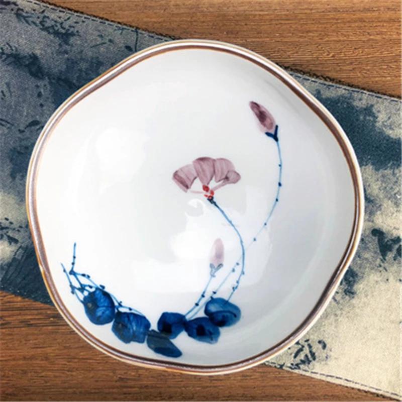 Refreshment Dish Chinese Fruit Dessert Plate Small Dish Jingdezhen Underglaze Color Ceramic Tea Tray Hand Painted Tableware