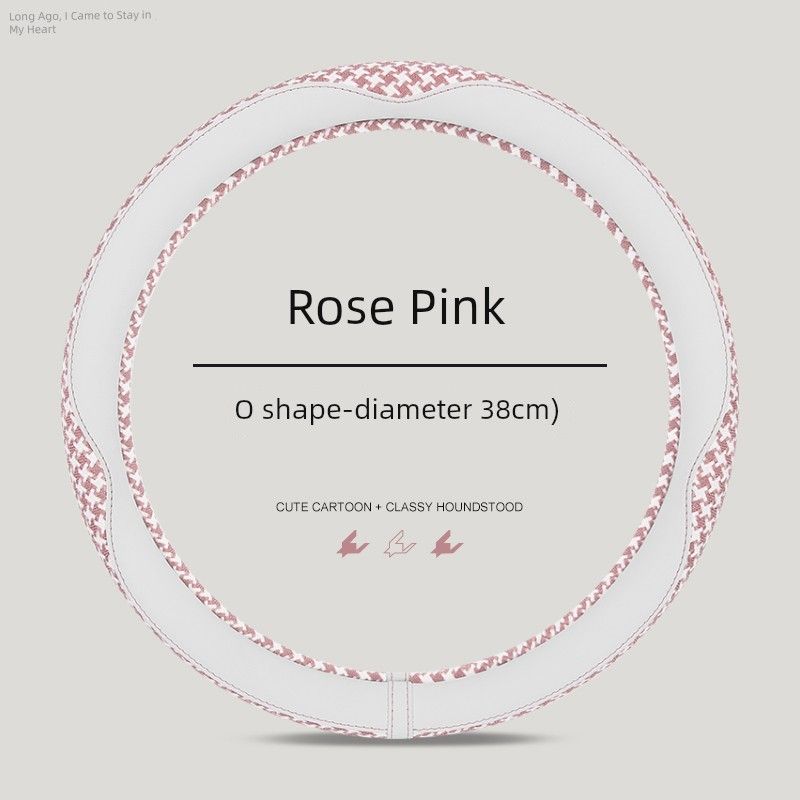 

Car Steering Wheel Cover for All Seasons, Women s Non-Slip Ultra-Thin Sweat-Absorbent D-Shaped Practical Houndstooth Handlebar Cover for Summer Rose Pink Steering Wheel Cover 38 Round