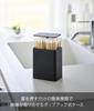 Yamazaki Tower Cotton Swab X X Design with Model 10285 Pop-Up Case, Black, W9.6 D6.6 H10.8cm, Push-Button Dividers,
