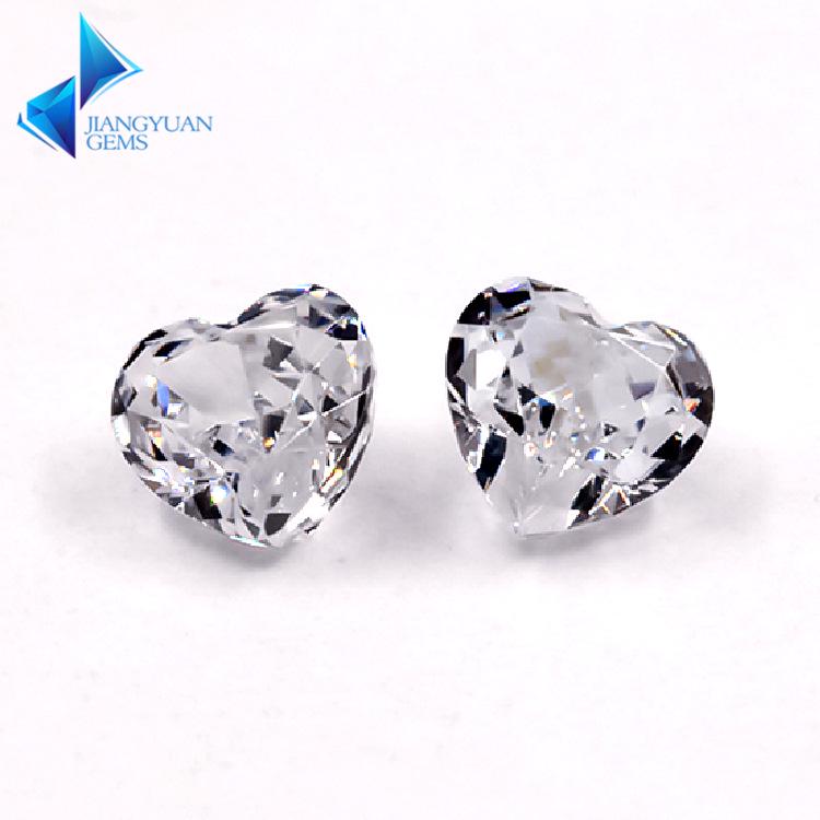 White Heart Shaped Synthetic Gemstone with Ice Flower Cut for DIY Jewelry