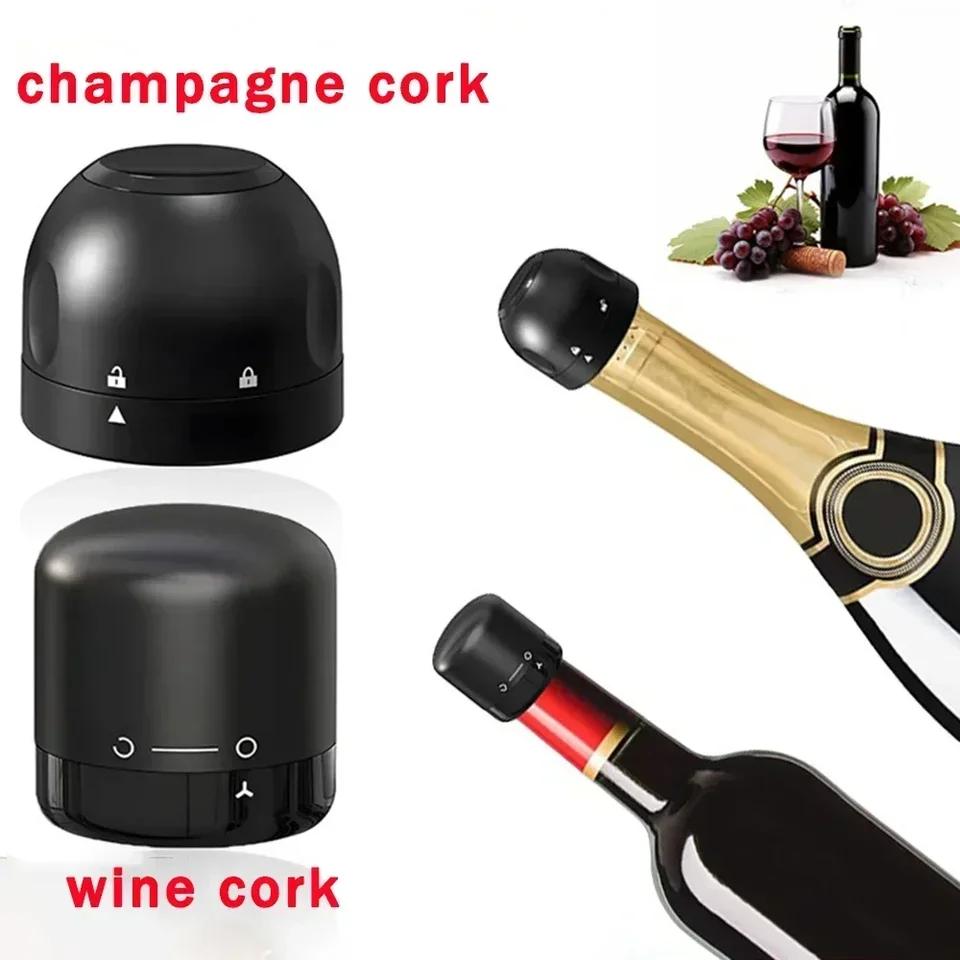Vacuum Seal Wine Stopper for Red Wine and Champagne Silicone Bottle Cap Keep Sparkling Wine Fresh Leak Proof Reusable Bar Tool