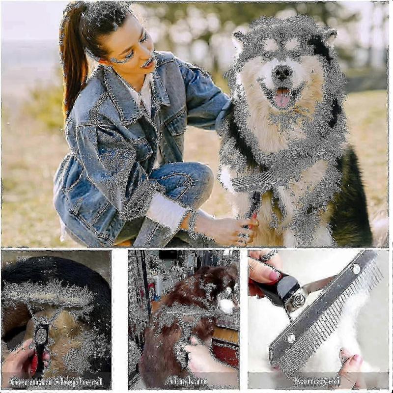 2023 - Dog Brush For Grooming Large Dogs, Long Hair Dog Rake Pet Comb Pet Grooming Brush With Non-slip Hand