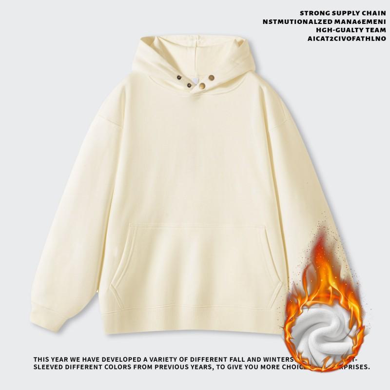500GSM Heavyweight Cotton Hoodie Men Fleece Lined Winter Sweatshirt Casual Streetwear