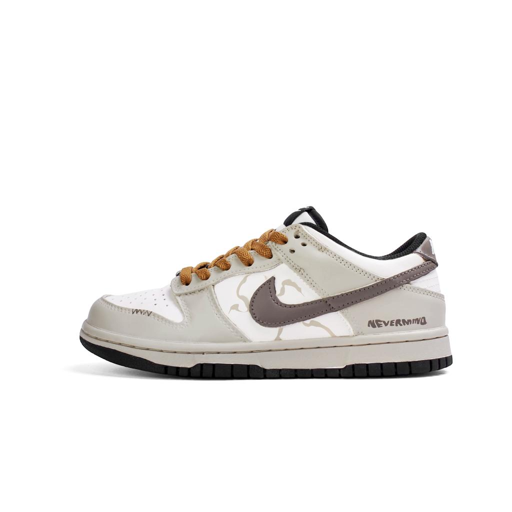 Nike Dunk Abrasion Resistant Abrasion Resistant Low top Skateboard Shoes Unisex White Brown HF5441-100(Team189-)