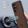 ANNYOJO For Samsung Galaxy S22 Ultra 5G Magnetic Car Mount Phone Cover PU Leather+PC+TPU Case
