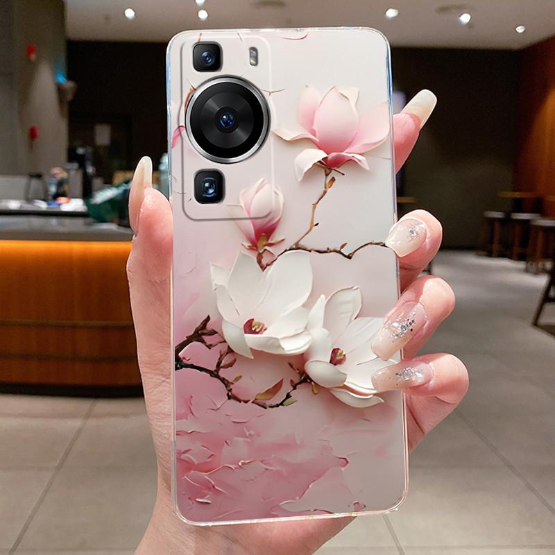 Für Huawei P60 Pro 2023 p60pro Hülle Cover Luxus Mode Schmetterling Blumen Transparent Weiches TPU Fundas Für Huawei P 60 P60 Pro Hülle