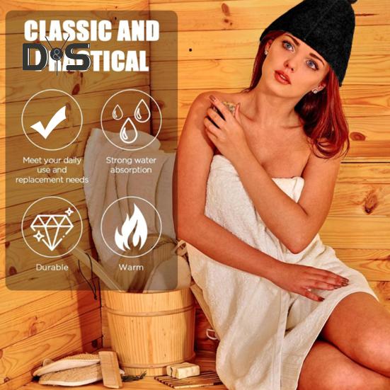 Felt Sunna Hat Unisex Vaporarium Hat Thermal Insulation Elastic Water-absorbing Hair Drying Cap Solid Color Spa Bath Accessories
