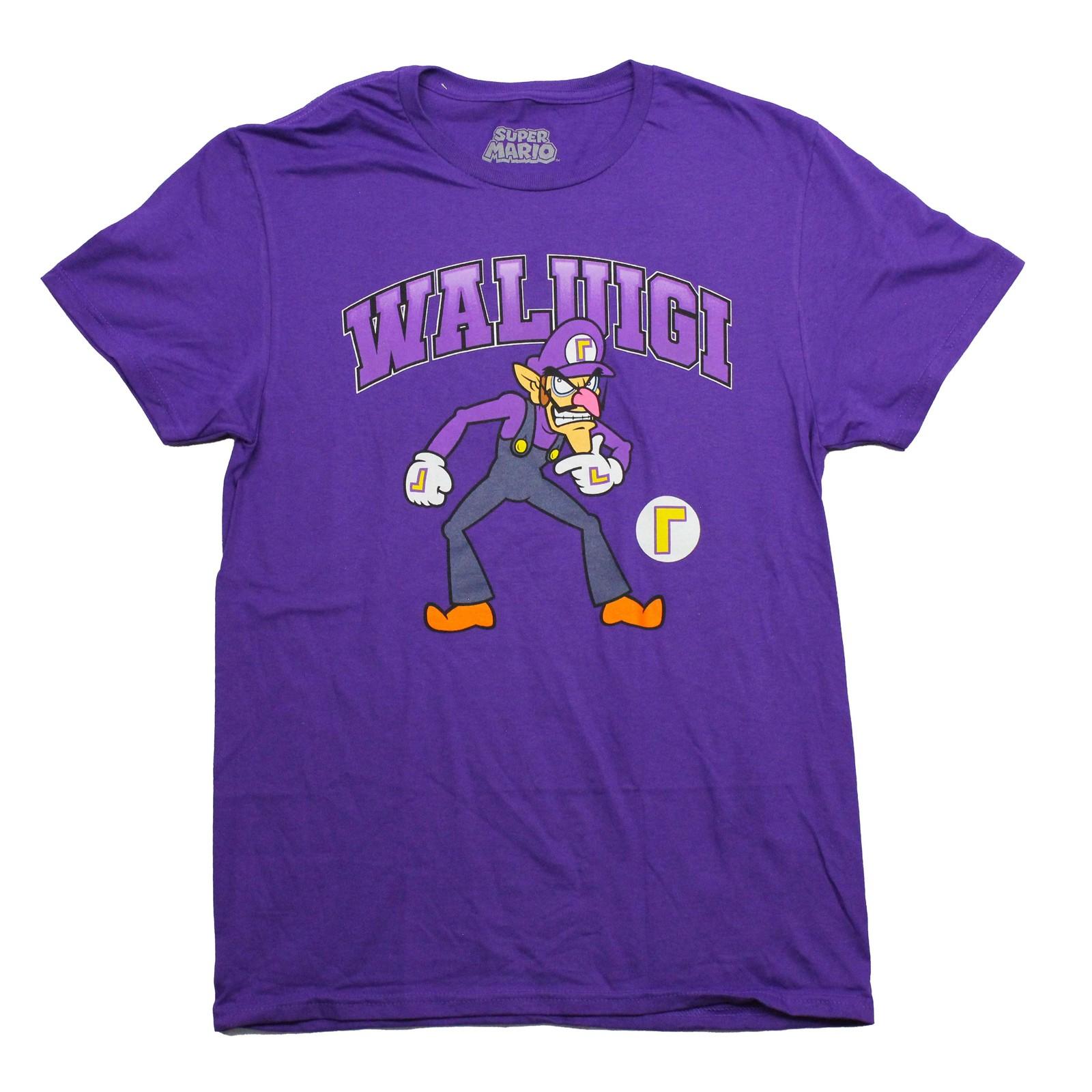 Super Mario Brother New Adult T-Shirt - Waluigi Standing Under Name S разноцветный