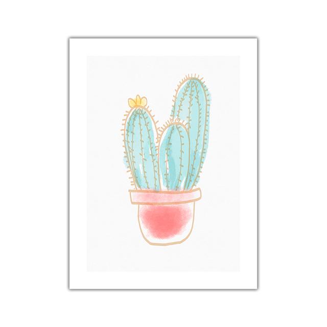 Pink Dessert Love Cactus Cartoon Picture Wall Art Poster Girl  Room Canvas Paintings For Nursery Decorative Prints Wall Posters
