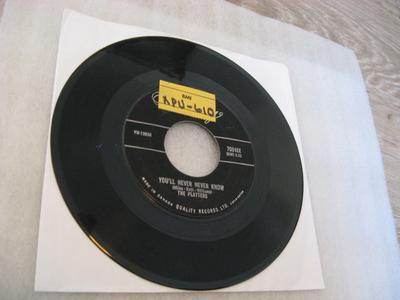 7inch Record PLATTERS - You'll Never Never Know / It Isn't  70948X Mercury 1956 Canada Soul/Funk Used
