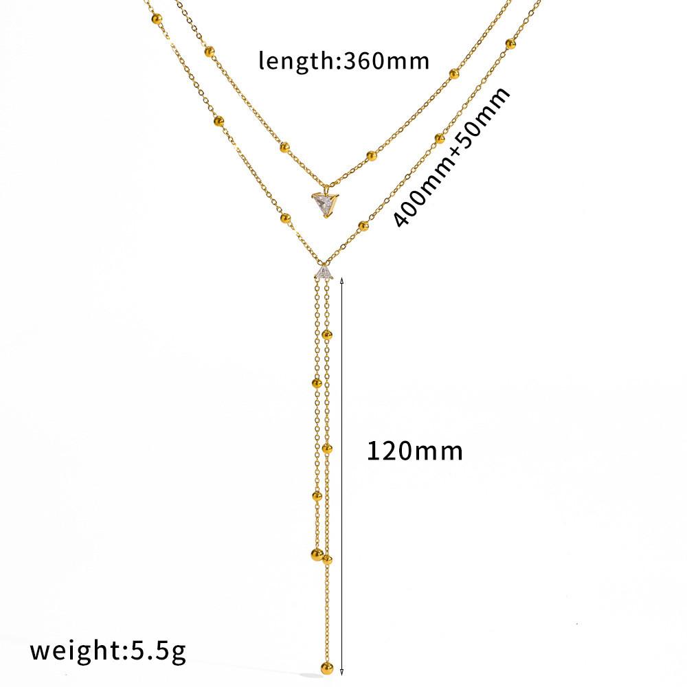 Geometric Water Drop Zircon Necklace With Gold Stainless Steel For Casual Womens Jewelry