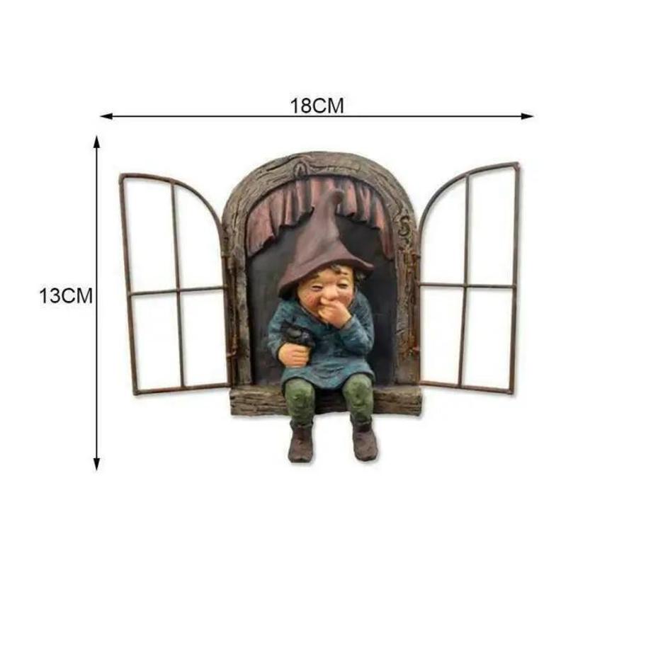 1 Pcs Naughty Garden Statue Elf Go Out Tree Hug Gnome Statue Elf Out The Door Window Tree Hugger Home Yard Tree Decor