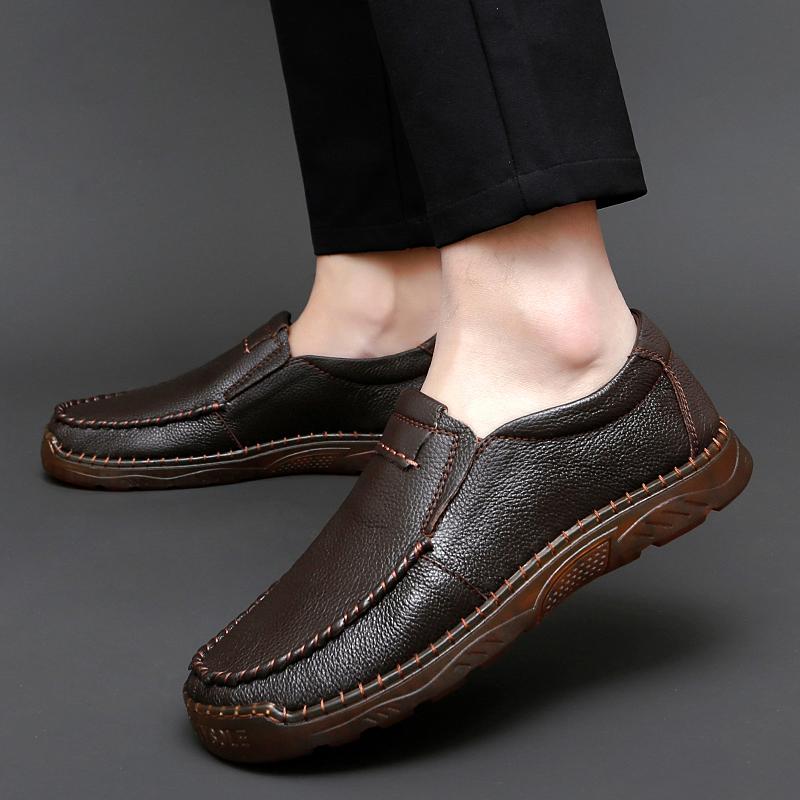 Модные мужские лоферы Повседневные кожаные слипоны Дышащая обувь Мужская Рабочая Офисная — фото 6