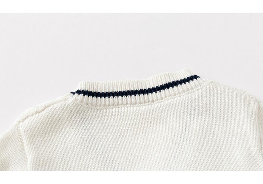 KuaJing Boys' Spring 2025 Thick Cotton Knit Cardigan Sweater, European & American Style, Single Layer, Open Front