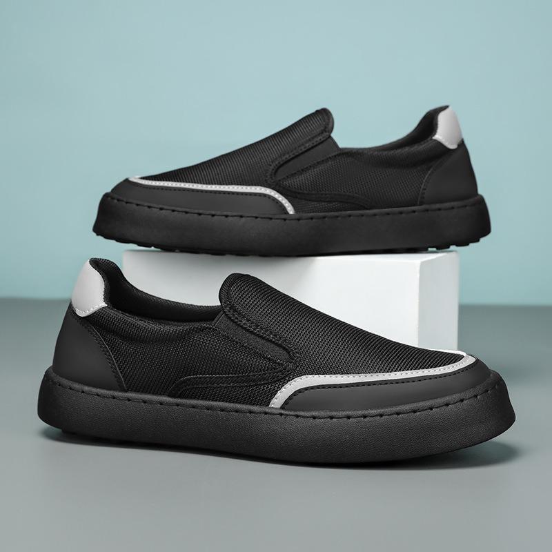 Spring and Summer New Flying Woven Breathable One-pedal Lightweight Men's Canvas Casual Shoes Mesh Light Luxury Cloth Shoes