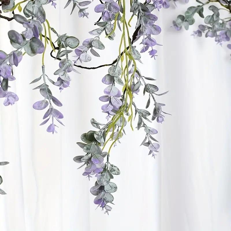 Eucalyptus Leaf Eucalyptus Artificial Rattan Plant Artificial Flowers Artificial Vine Festive Decoration Artificial Flowers Purple Rattan