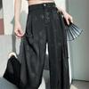 Chinese Style Jacquard Wide Leg Satin Pants for Women Elegant Solid Office Lady Women's Casual Loose Pants Female