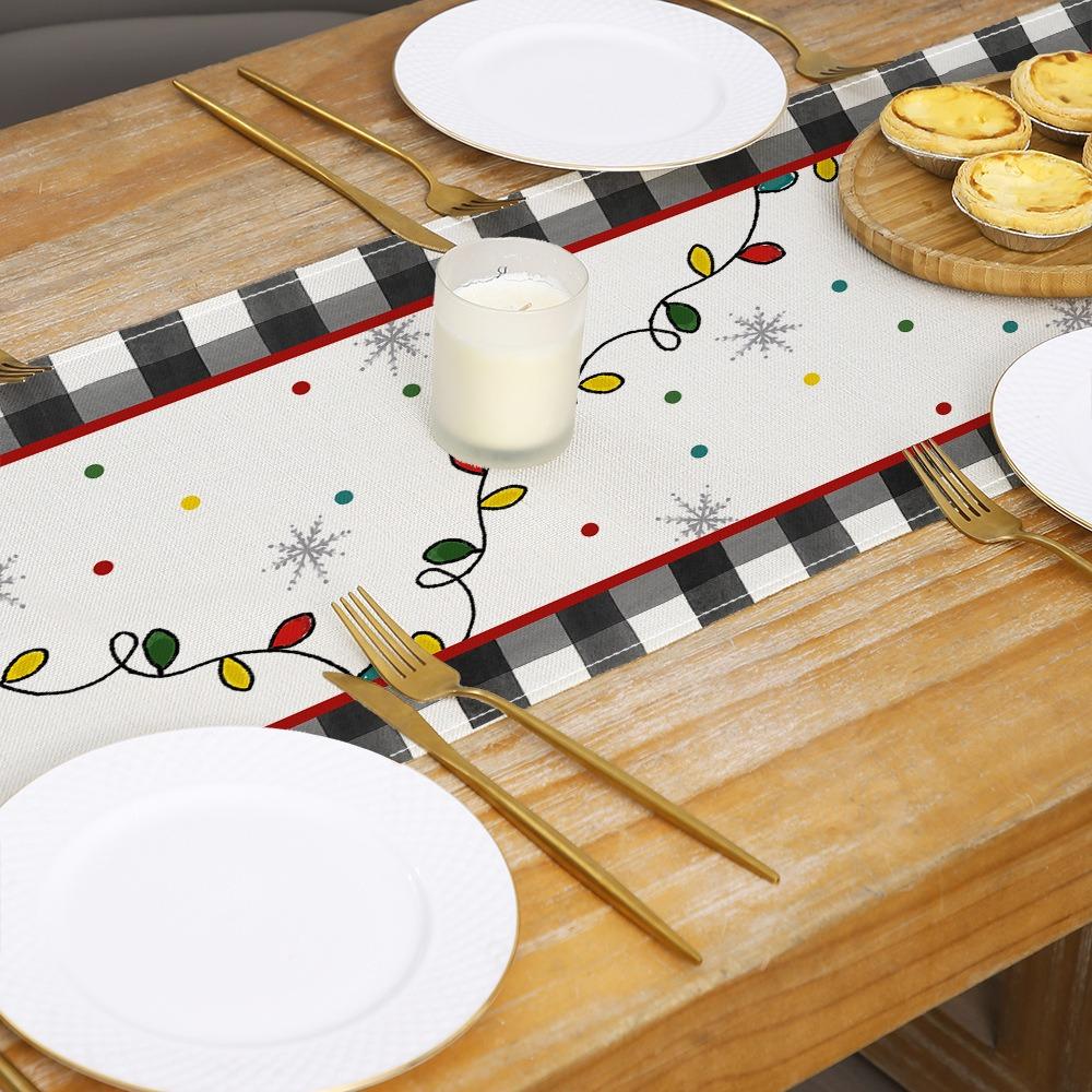 Festive Table Runner Christmas Decoration Polyester Dining Mat Creative Print Small Table Cover