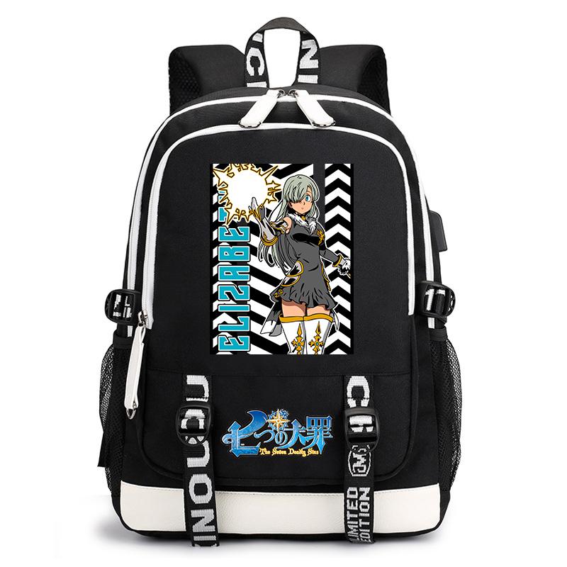 Anime Les Sept Péchés Capitaux Impression Sac à Dos Étudiant Sac à Dos Décontracté pour Enfants Adolescents École Usage Quotidien
