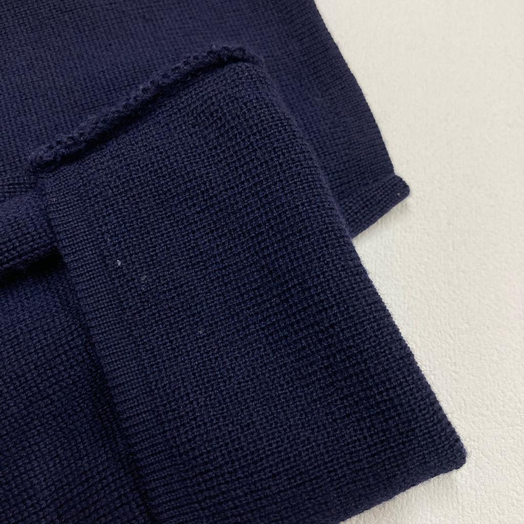 LARDINI JJLJM21 Navy Wool Center Vent Double Breasted Knit Jacket Jacket L NavyUsed