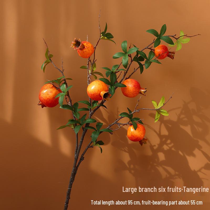 Persimmon and Pomegranate Faux Flower Arrangement for Living Room or Foyer
