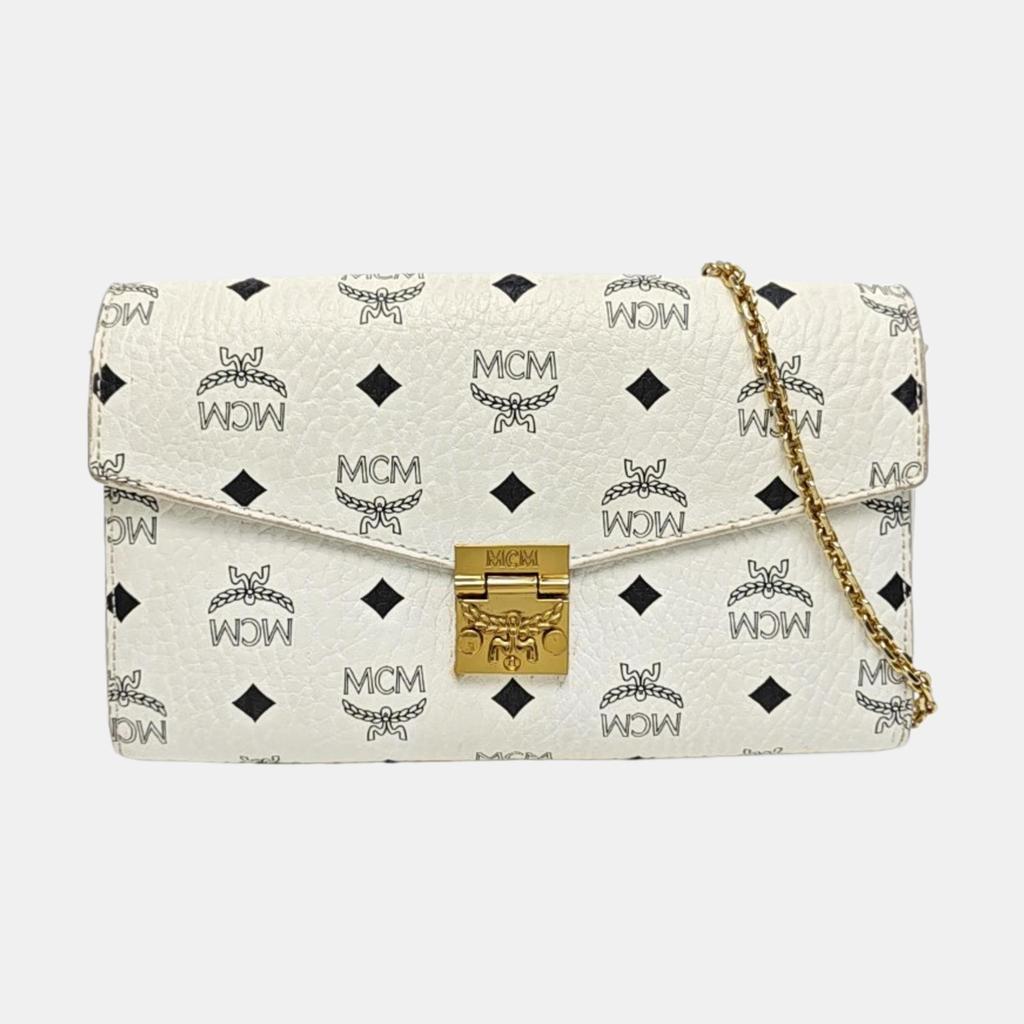 [Gebraucht] Modische Vintage Logo-Print PVC Umhängetasche Mittel - Akzeptabel #1GMPWG0