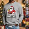 Men's Casual Long Sleeve Crewneck Top with Christmas Print for Holiday Celebrations