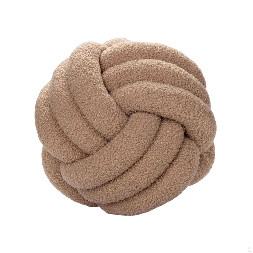 Plush Knot Ball Pillow Diameter 22cm Room Decoration for sofa Couch Brown