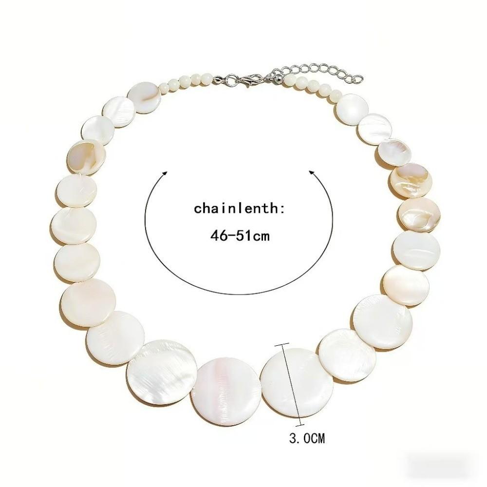 Unregelmäßige Runde Muschel Anhänger Halskette Leichter Weißer Choker Natürliche Böhmische Halskette Geschenk
