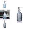 Glass Dispenser Bottle 400ml With Colorful Embossed Floral Pattern For Home Bathroom Use