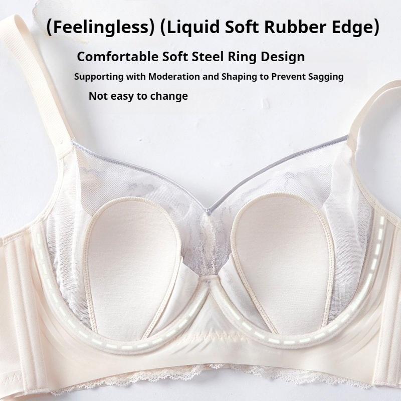 Memory-Ring-Stütz- und Push-up-BH mit Kristall-Cups mit Hasenohren zur Anpassung der Größe großer Brüste