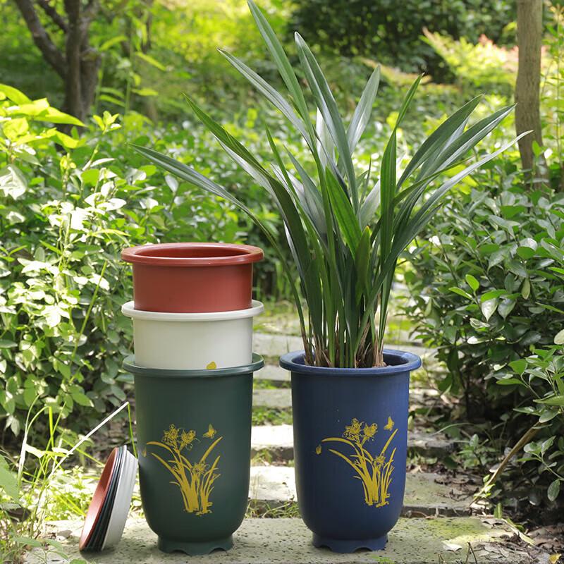 Chinese Style Resin Orchid Flower Pot