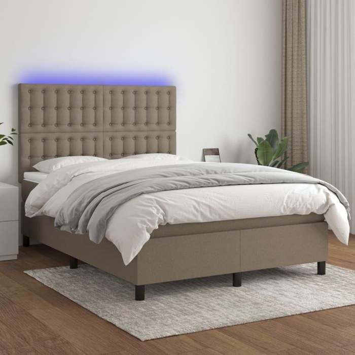 VidaXL Sommier à Lattes de Lit avec Matelas et LED, Lit Rembourré, Lit Double, Lit Adulte de Chambre à Coucher Intérieur, 3135201