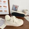 autumn Heel Treadable Half Trailer Canvas Shoes for Women's Simple Versatile Little White Shoes Platform Sneakers Women Summer