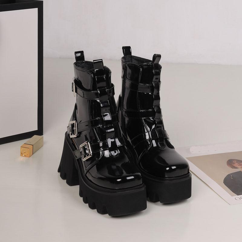Women's High-heeled Short Boots Autumn and Winter New Waterproof Table Thick-heeled Large-size Thick-soled Roman Boots