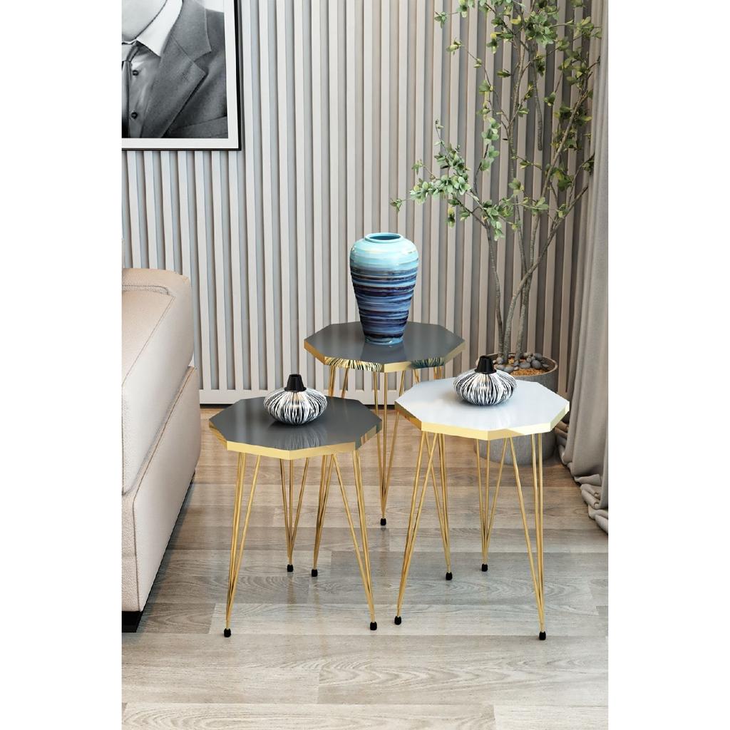 3-piece Nesting Coffee Table And Coffee Table Set Gold Octagonal Coffee Table Set Wire Leg Coffee Table Set
