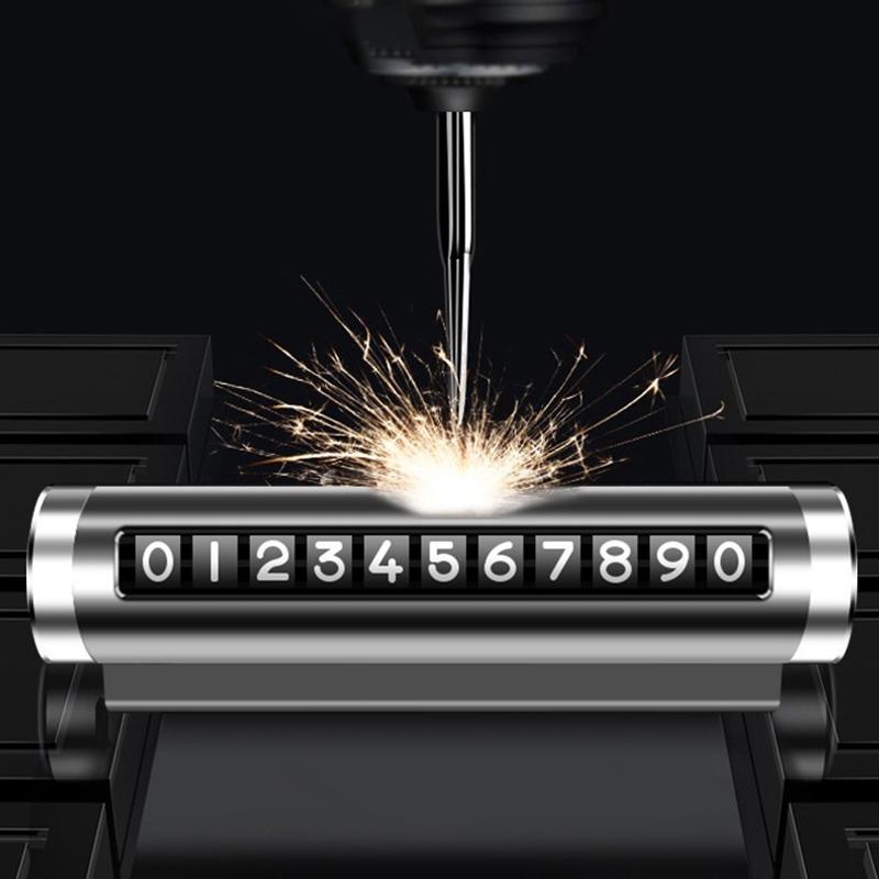 2024 New Metal Car Temporary Parking Card Rotate Phone Number Plate Aluminum Stickers Park Stop In Car-Styling Auto Accessories