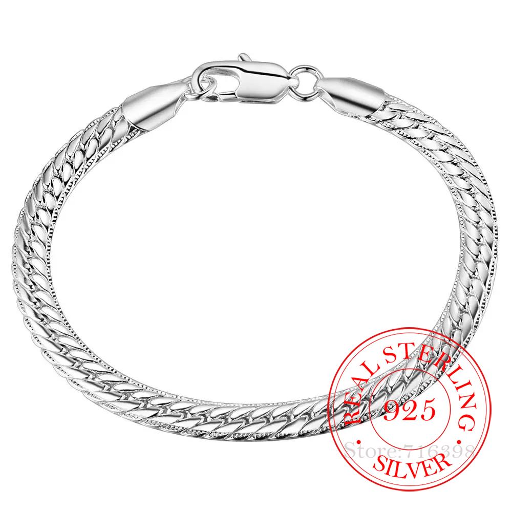 925 Sterling Silver Bracelet 5MM 18CM/20CM Braided Pattern For Women Men Fashion Chain Wedding Party Engagement Jewelry Gift