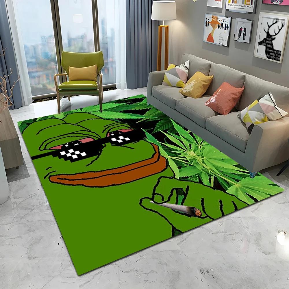 3D Pepe The Frog Face Cartoon Carpet Rug for Home Living Room Bedroom Sofa Doormat Decor,kids Play Area Rug Non-slip Floor Mat
