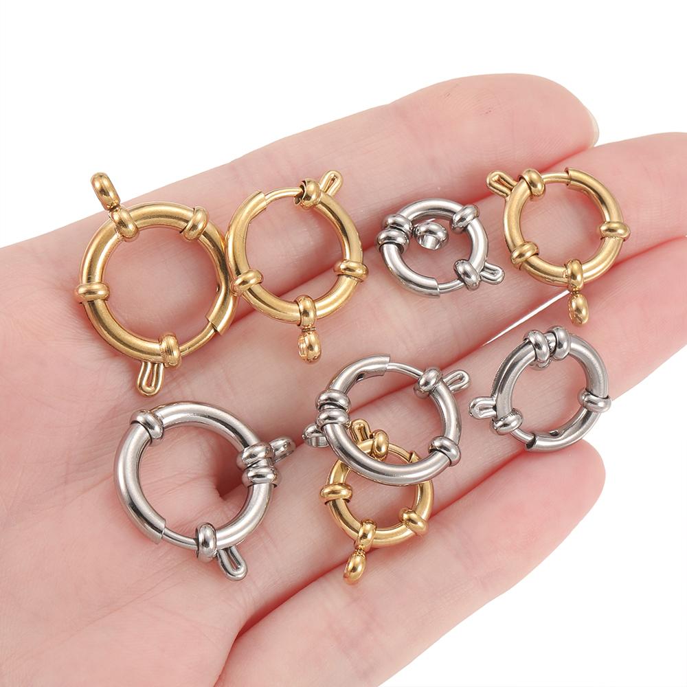 2pcs Stainless Steel Spring Clasps 10-18mm Round Sailor Clasp Bracelet Connector DIY Clavicle Necklace Supplies Jewelry Findings