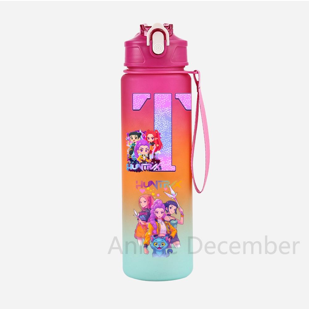 Anime K-Pop Demon Hunters A-Z English Letter Printed Character Water Cup Demon Hunters Large Capacity Outdoor Portable Drinking Bottle for Boy Girl
