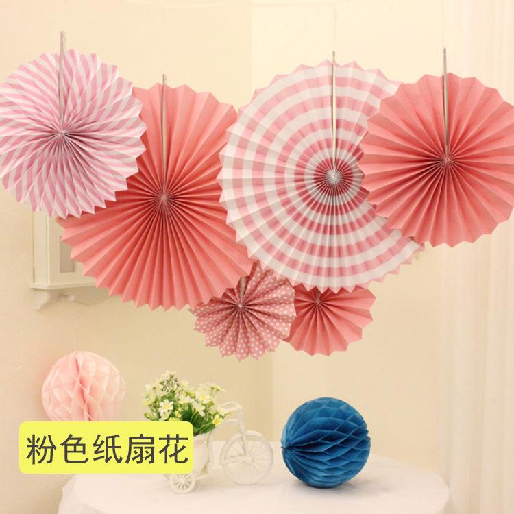 Wedding Wedding Round Paper Flower Fan Set Birthday Party Arrangement Paper Fan Folding Fan Pendant Pendant Spot