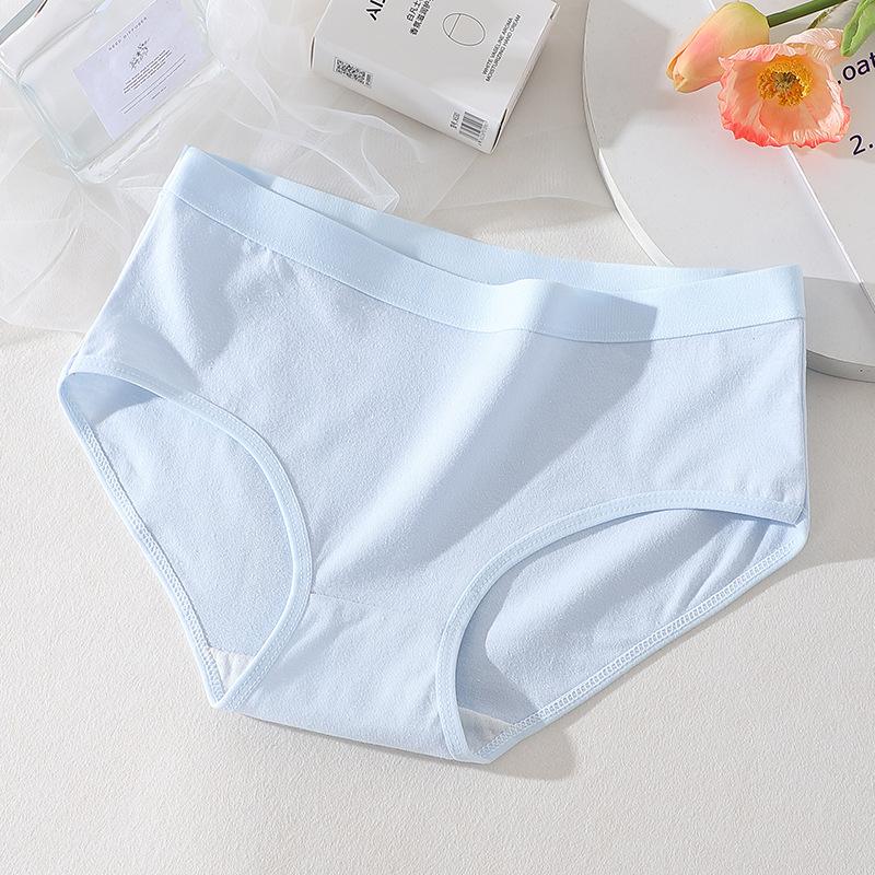 Ladies Spring and Summer Simple Pure Color Full Cotton Crotch Waist Triangle Briefs