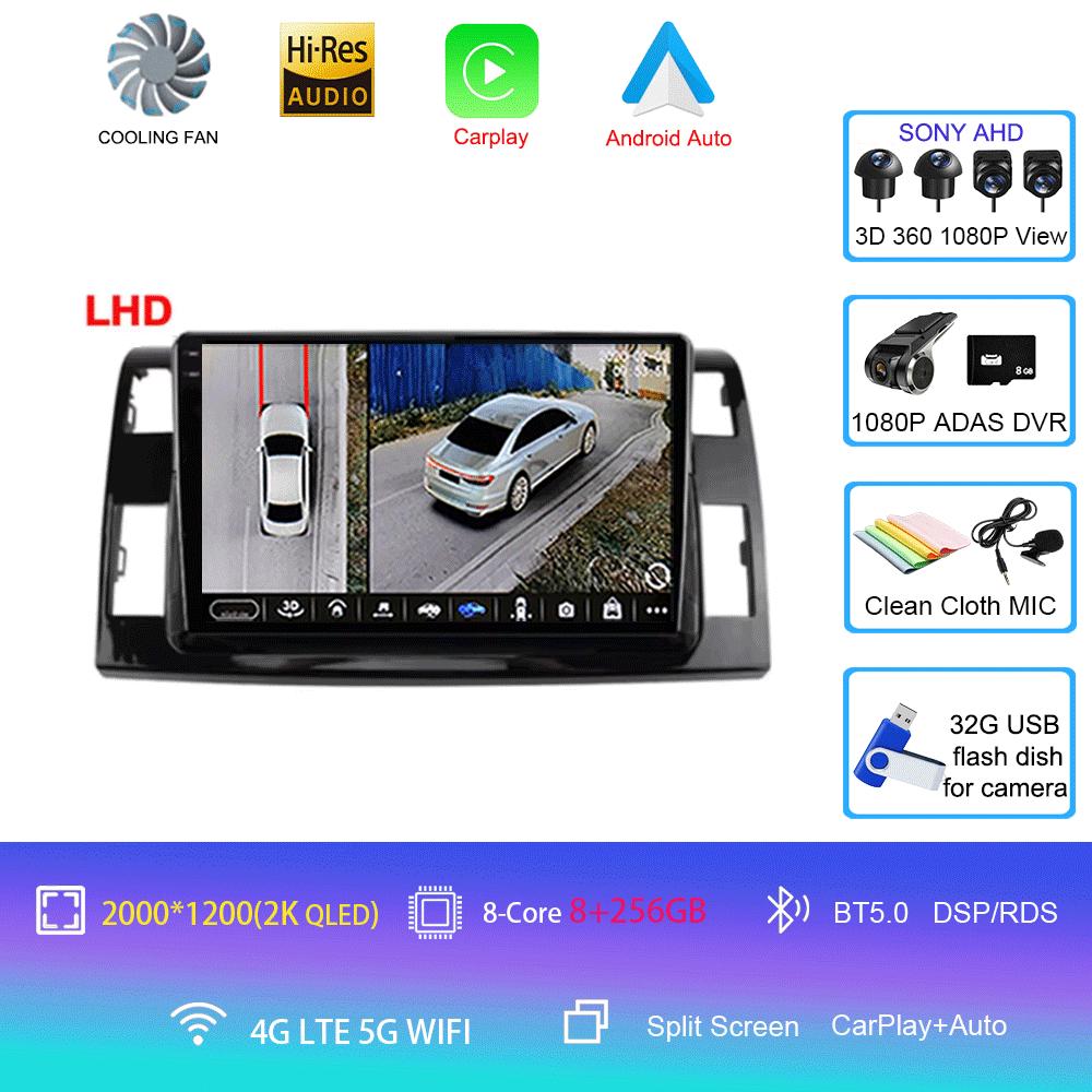 Android 14 For Toyota Previa 3 III XR50 Estima 2006 - 2019 Multimedia Blu-ray QLED Screen Navigation GPS No 2 Din Player